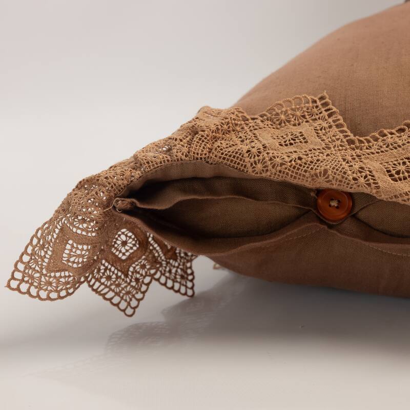 Camilla Lace Linen Duvet Cover, Camel, King