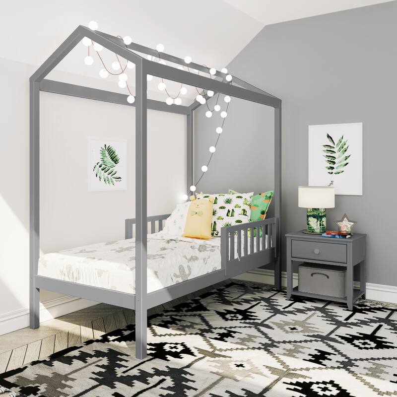 Max and Lily Twin House Bed with Guard Rail - Grey 2 Guard Rails