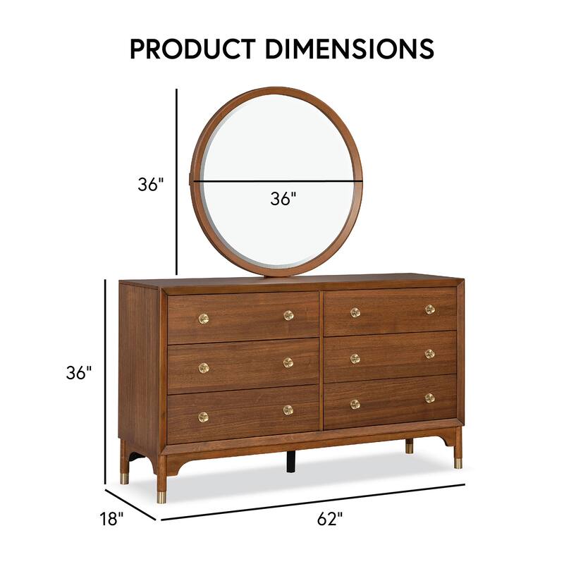 Furniture of America Forma Mid-Century Modern 5-Piece Walnut Solid Wood Platform Bedroom Set