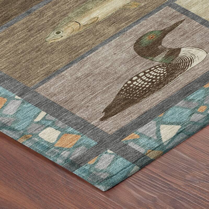 Machine Washable Indoor/ Outdoor Cabin Lodge Chantille Rug