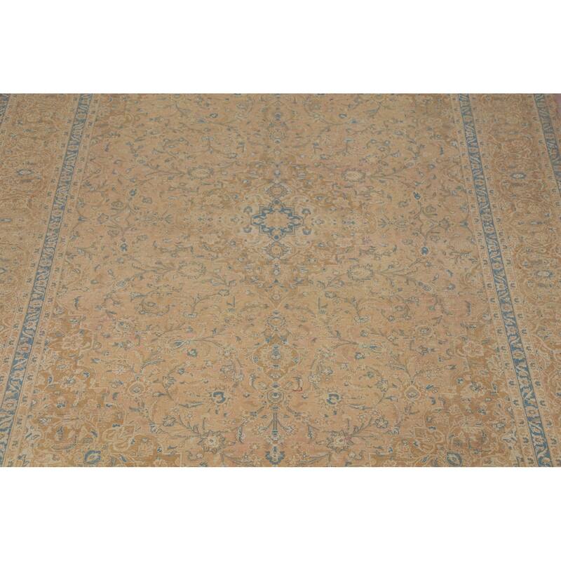 Traditional Mashad Persian Vintage Area Rug Handmade Wool Carpet - 9'7"x 13'3"