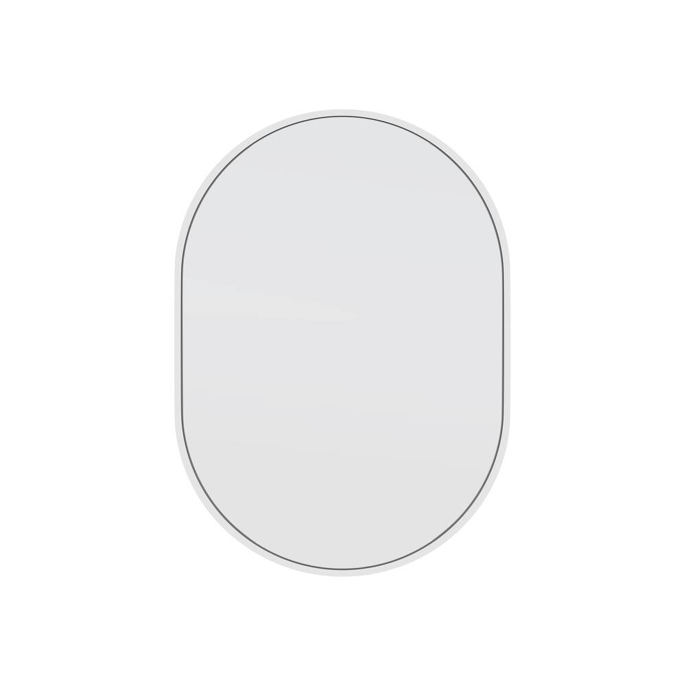 Glass Warehouse 28 in. H x 20 in. W Pill Shape Stainless Steel Framed Mirror