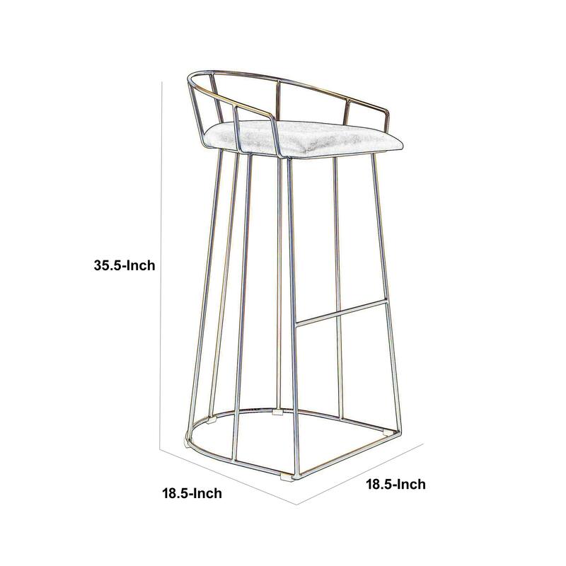 Cato 31 Inch Barstool Chair, Foam, Green Velvet, Gold Steel Open Frame