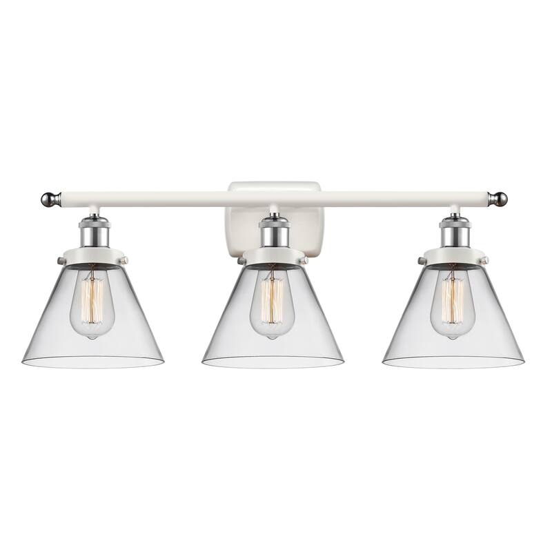 Innovations Lighting Ballston Urban Cone - 3 Light 28" Bath Vanity Light - Clear/White and Polished Chrome
