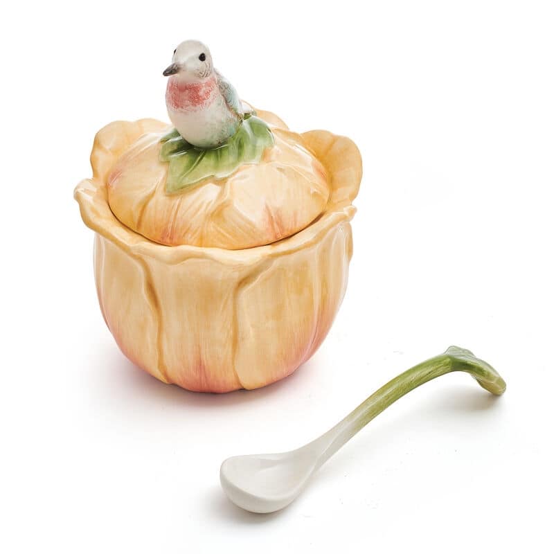 Fitz and Floyd Meadow Condiment Jar and Spoon Set