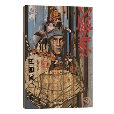 Blue Samurai Print On Wood by D13EGO - Multi-Color