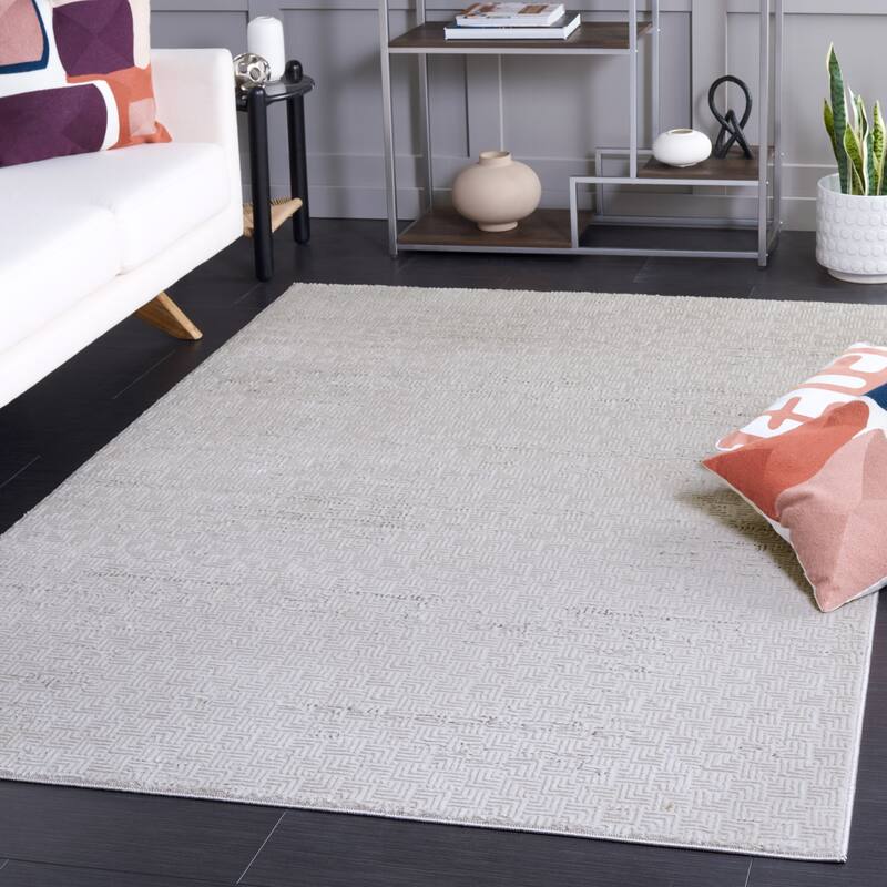 SAFAVIEH Hanna Deedee Contemporary Rug - 6'7" Square - Grey/Ivory