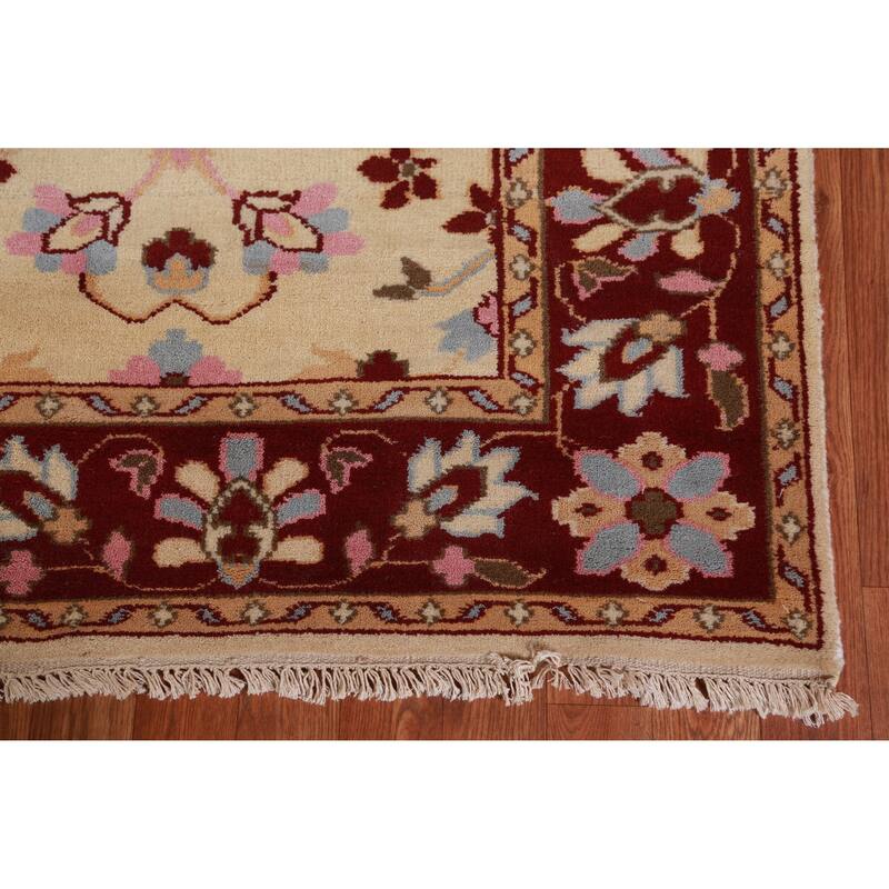 Hand Knotted Oriental 100% Wool Carpet Traditional Floral Peach Ziegler Area Rug - 7' 1'' X 5' 5''