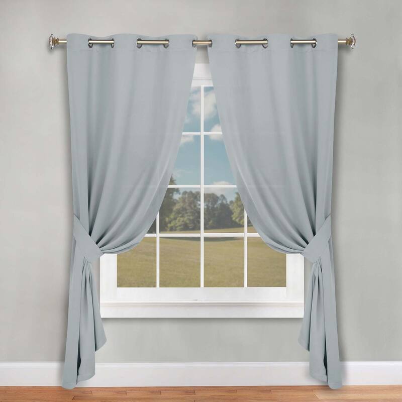 Superior Solid Machine Washable Room Darkening Blackout Curtains with Back Tabs, Set of 2
