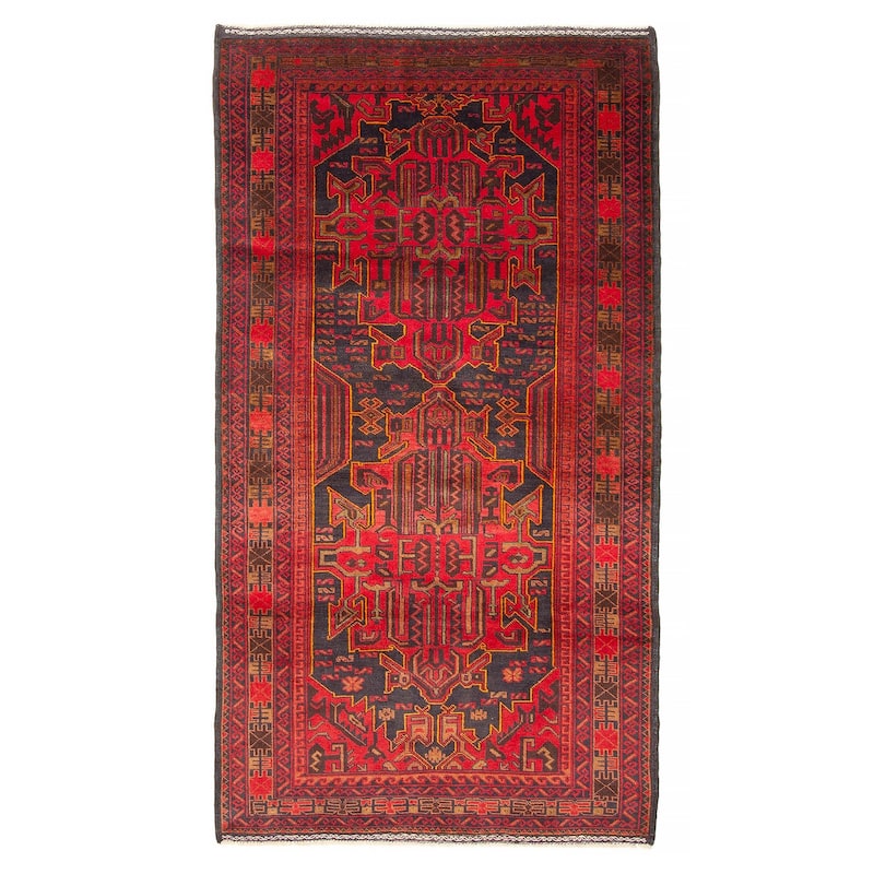 ECARPETGALLERY Hand-knotted Teimani Red Wool Rug - 3'6 x 6'6 - Red - 3'6 x 6'6