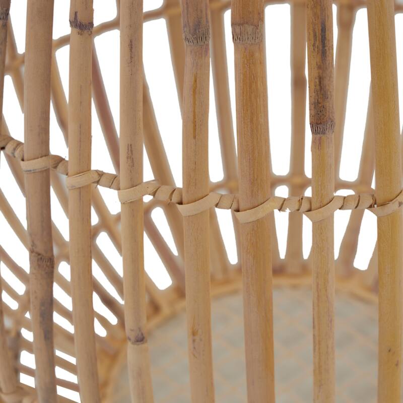 Brown Bamboo Wood Handmade Open Frame Round Decorative Vase