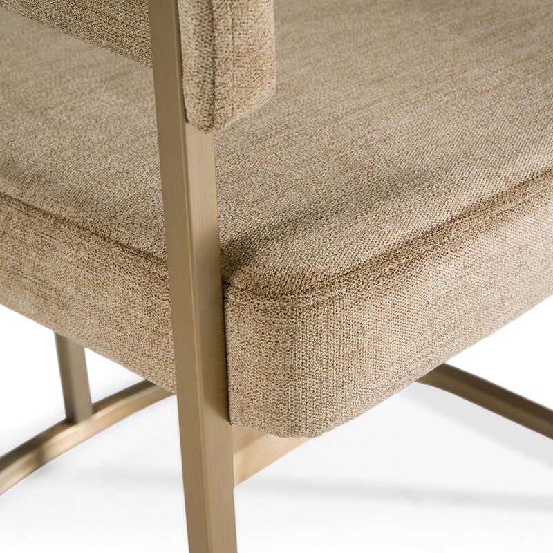 Modrest Sebastian Modern Brown Fabric & Antique Brass Dining Chair