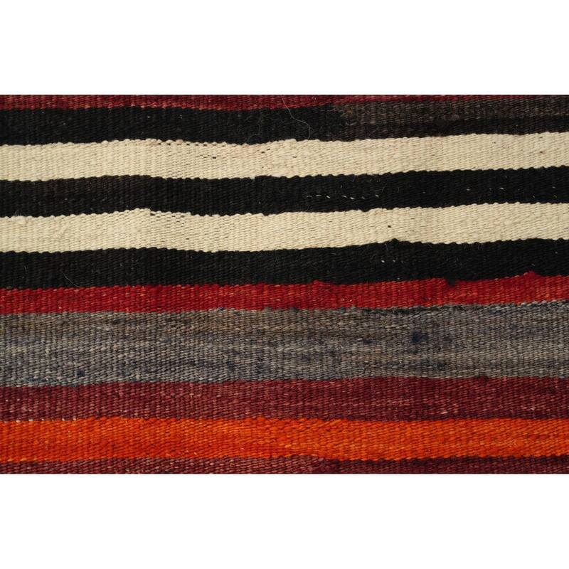 Hand Woven Oriental 100% Wool Carpet Southwestern Geometric Oranges & Rust Kilim Area Rug - 10' 9'' X 4' 10''