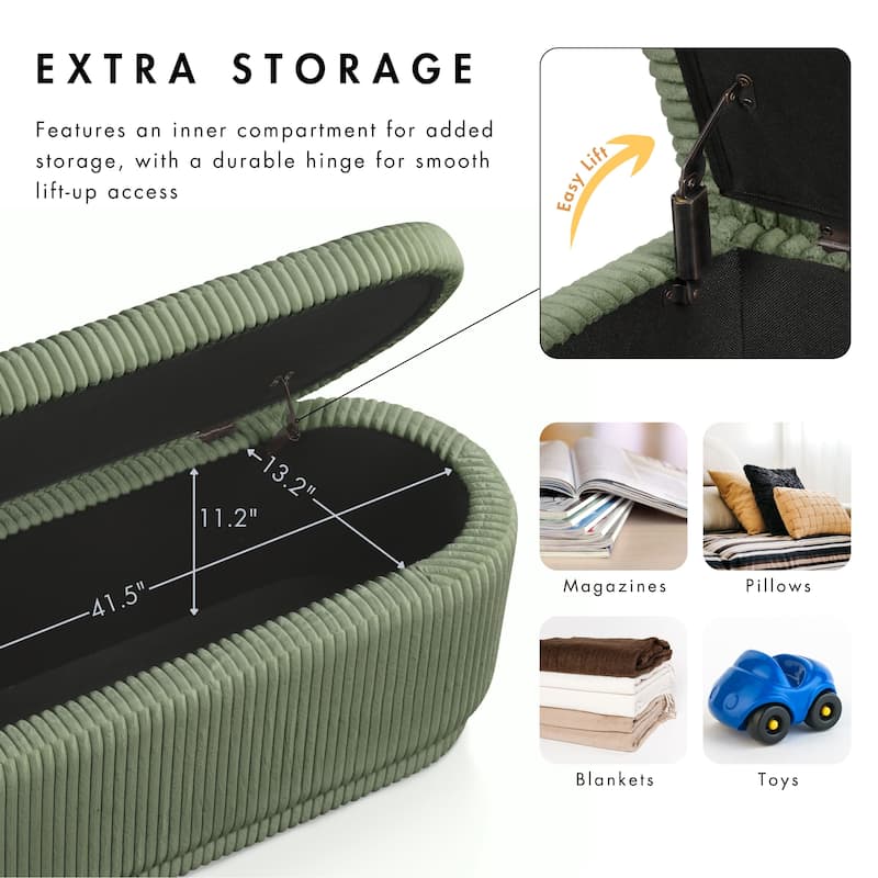 Furniture of America Elyndra Modern Oval 47-inch Chenille Storage Bench
