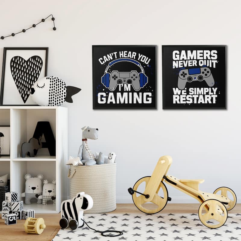 Stupell Hardcore Gamer Expressions Framed Giclee Art Design By Kim Allen (Set of 2)