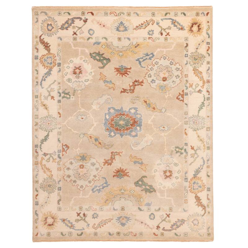 ECARPETGALLERY Hand-knotted Modern Oushak Light Khaki Wool Rug - 7'11 x 9'11