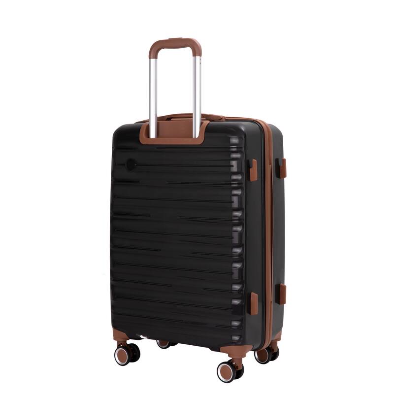 5-Piece, Luggage Sets, Hard-Shell Luggagewith Combination Lock and Spinner Wheels, for Boarding Travel, Black