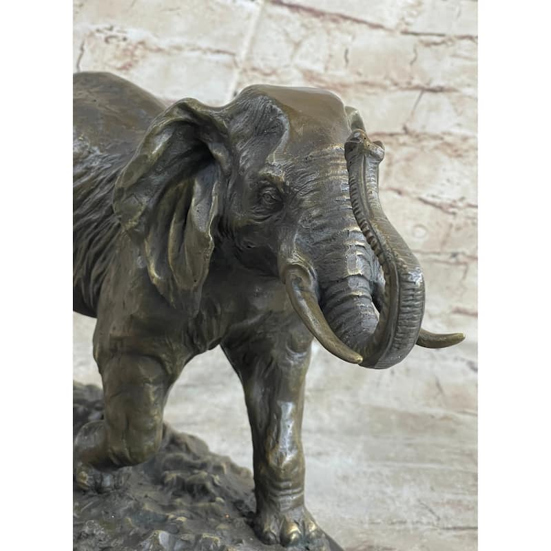 Cast Bronze Marble Sculpture Imitative Elephant Safari Statue Art Figure Figurine Animal