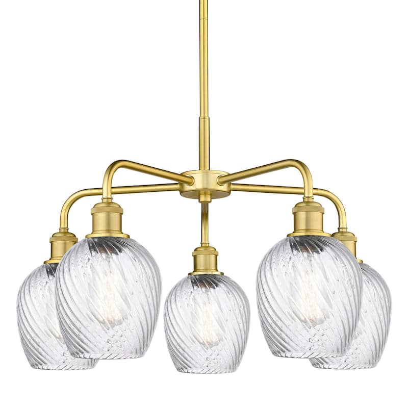 Innovations Lighting 516-5CR-15-23 Salina Chandelier Salina 5 Light - Satin Gold / Clear Spiral Fluted