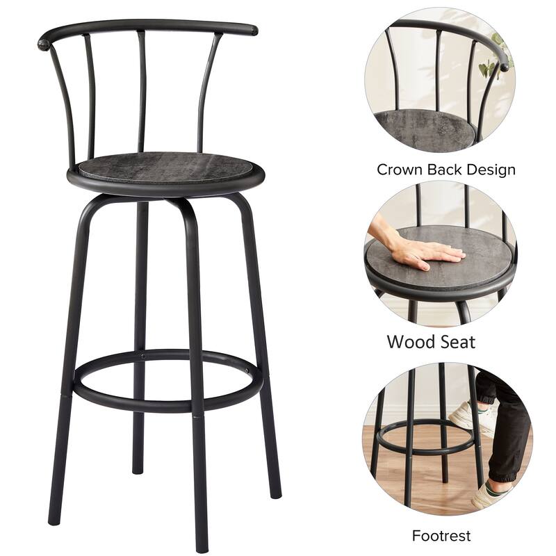 Javlergo Swivel Counter Bar Stools With Back, Set of 2