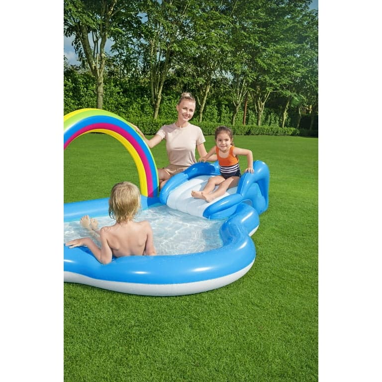 Outdoor inflatable Play Pool Center with slide - Bed Bath & Beyond ...
