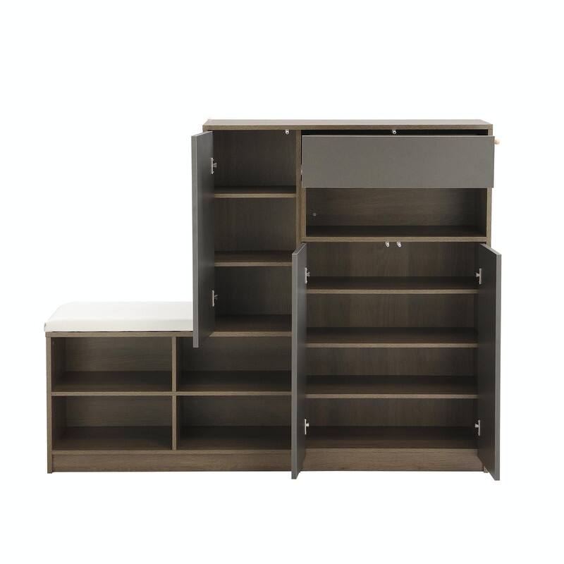 Multi-functional Shoe Storage Bench with Padded Seat