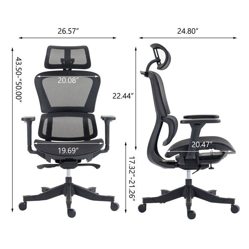High Back Mesh Office Chair,The Ergonomic Office Chair Can Be Adjust To 3 Angles,360°Swivel