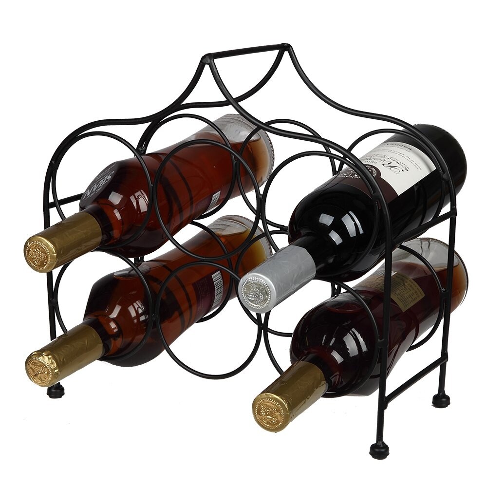 6 Bottle Metal Wine Rack For Tabletop Or Countertop Free Stand Wine Storage Holder Overstock 31784202