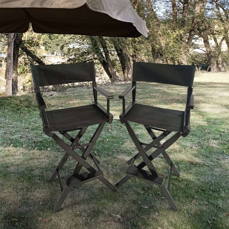 Black Canvas Director's Chair with Foldable Design