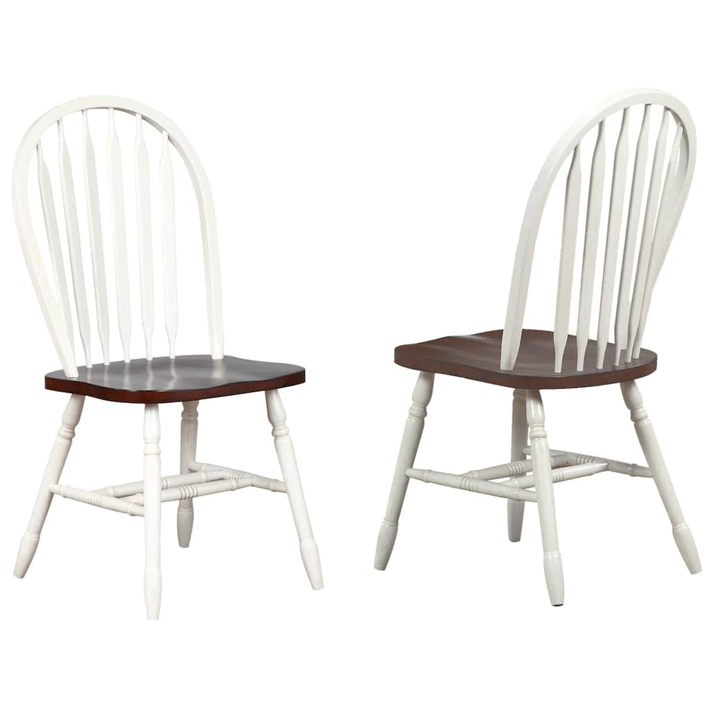 Distressed Wooden Side Chairs - 38" - White and Brown - Set of 2
