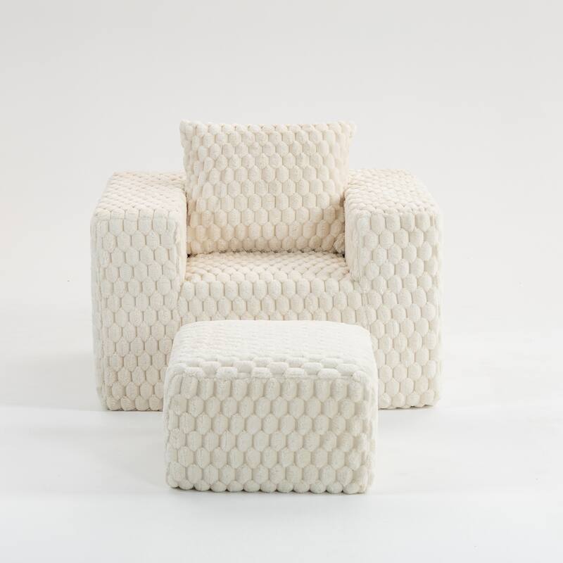 Lingge corduroy compression sofa with Ottoman