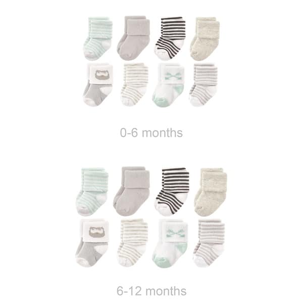 slide 1 of 1, Luvable Friends Unisex Baby Grow with Me Cotton Terry Socks, Mint Owl, 0-6 and 6-12 Months - Owl 16-Pack 0-6 and 6-12 Months - Owl 16-Pack