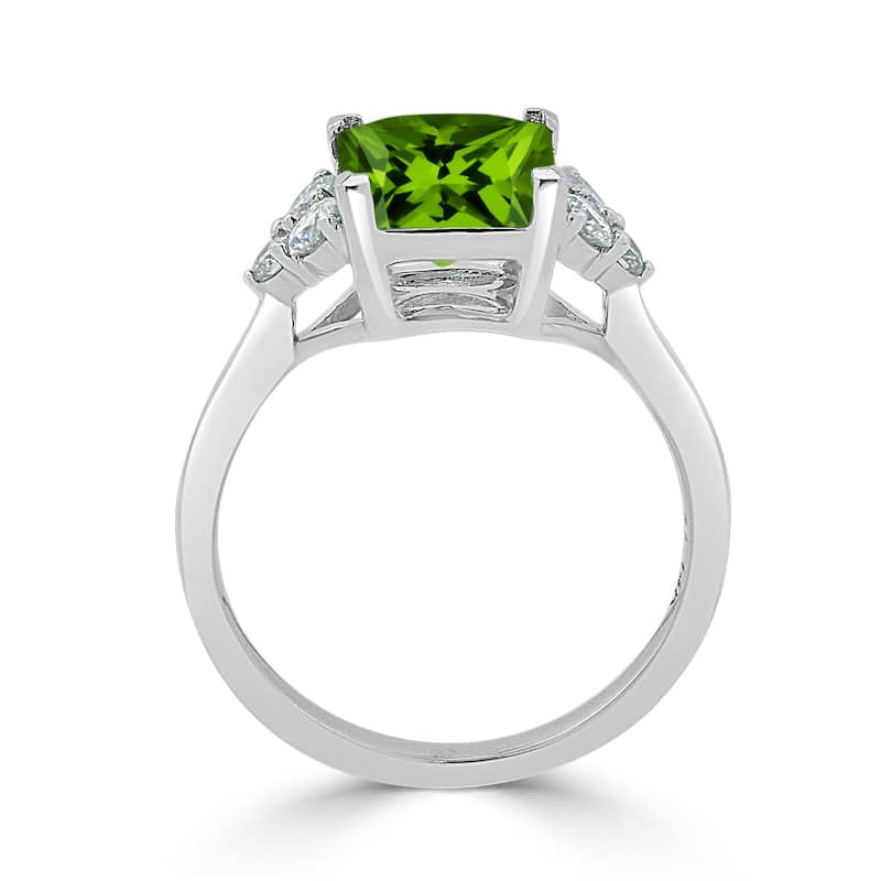 Auriya 3 1/10ct Princess-cut Green Peridot and Diamond Engagement Ring 1/3ctw 14k Gold