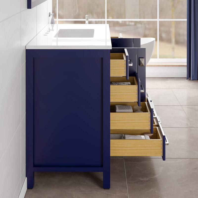 Eviva Aberdeen 42"W x 22"D Bath Vanity with Carrara Quartz Top