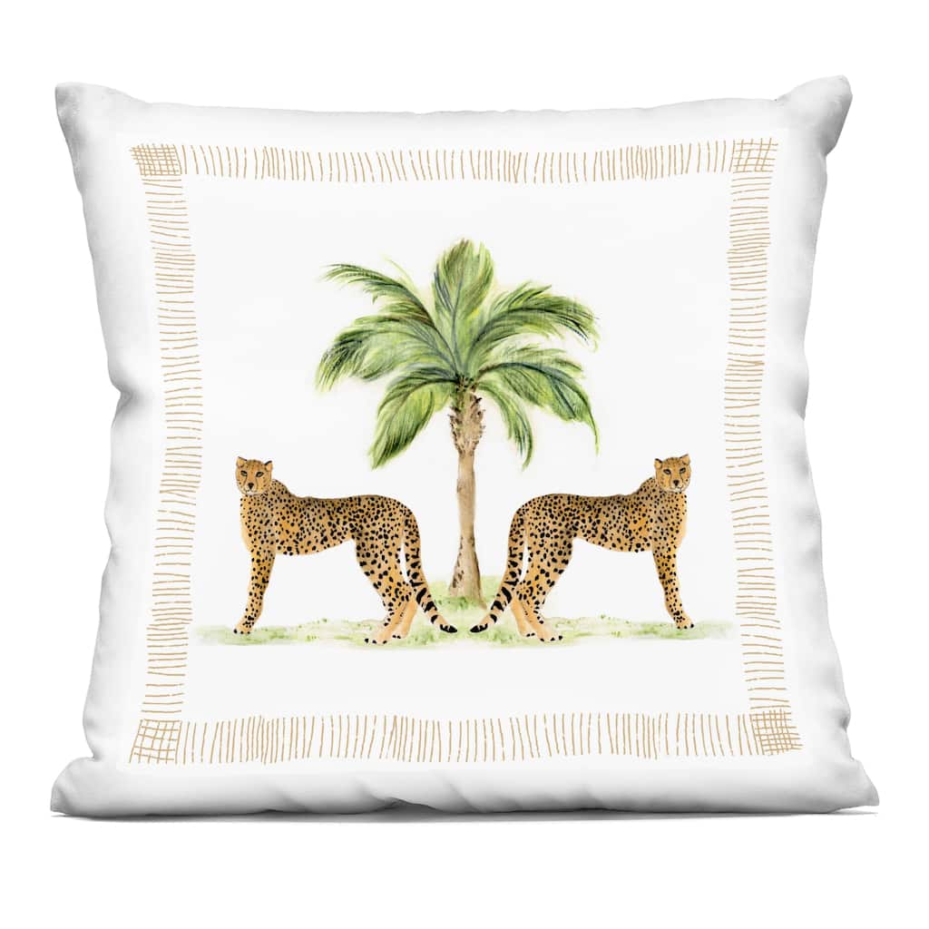 Stupell Cheetah Duo & Palm Tree Decorative Printed Throw Pillow Design by Janet Tava
