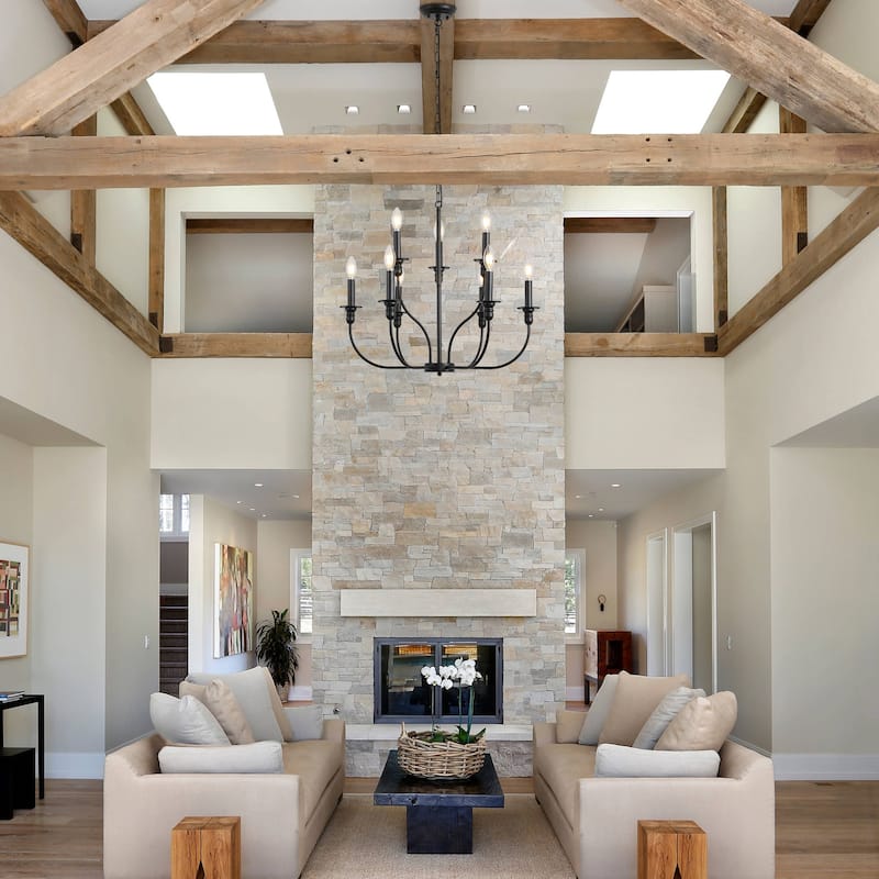 9-Light Candlestick Farmhouse Chandelier for Bedroom Living Room Staircase