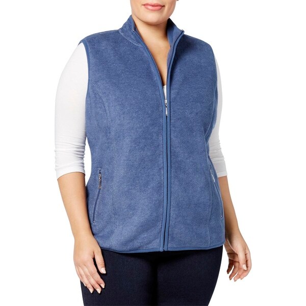 Karen Scott Womens Plus Fall Fleece Casual Vest