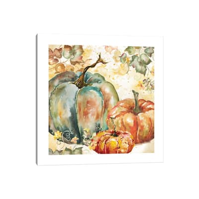 iCanvas "Watercolor Harvest Teal and Orange Pumpkins I" by Tre Sorelle Studios Canvas Print