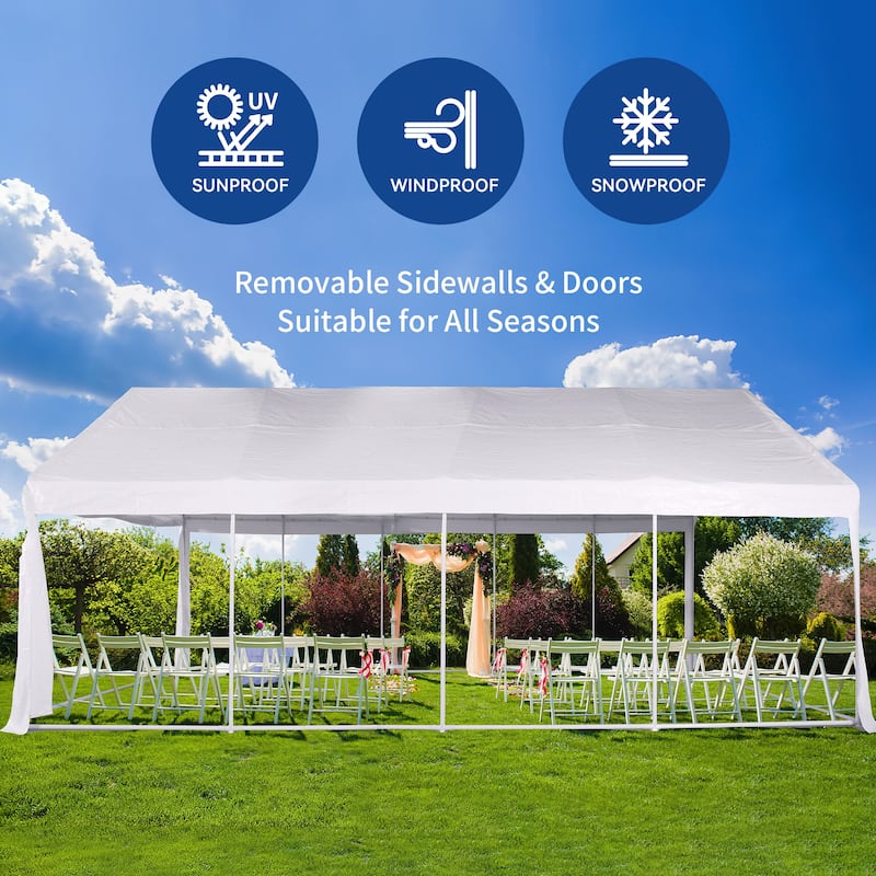 Outdoor White Canopy Tent Party Tent with Windows - 20*30ft