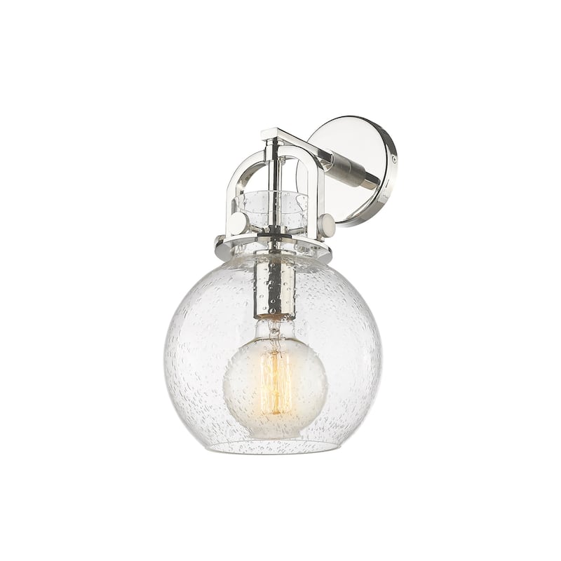 Innovations Lighting 410-1W-14-8 Newton Sphere Sconce Newton Sphere - Polished Nickel / Seedy