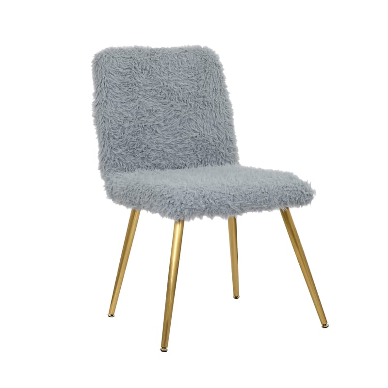 Porthos Home Gwen Dining Chairs, Plush Upholstery, Gold Legs, Armless - Grey