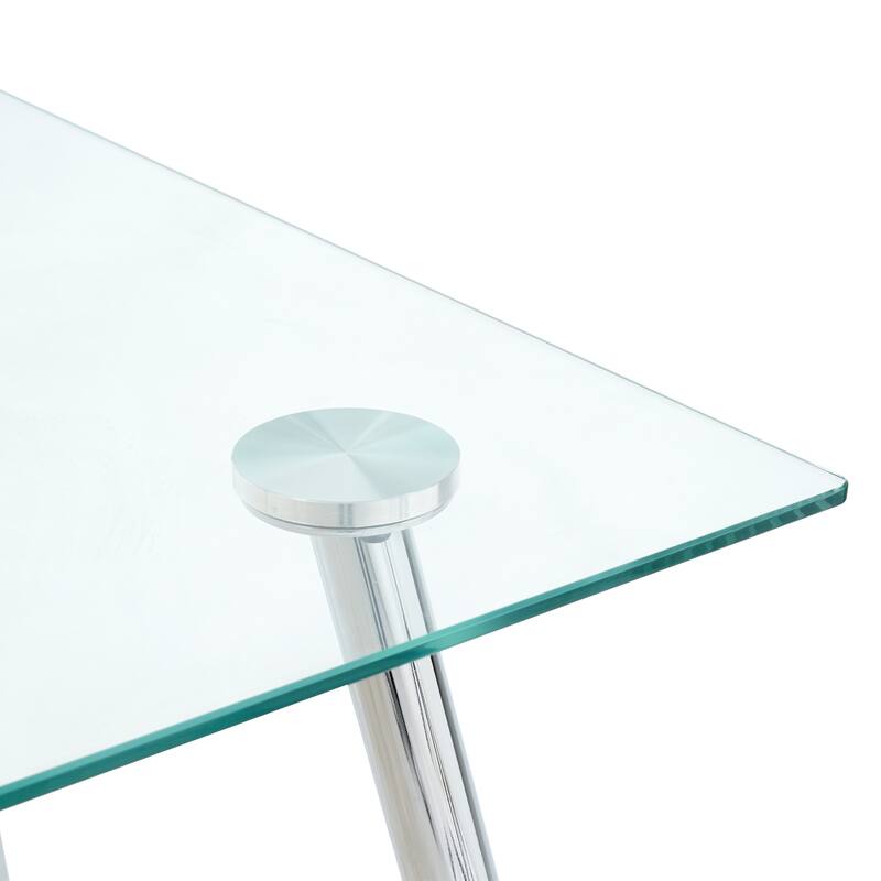 51" Rectangular Tempered Glass Table