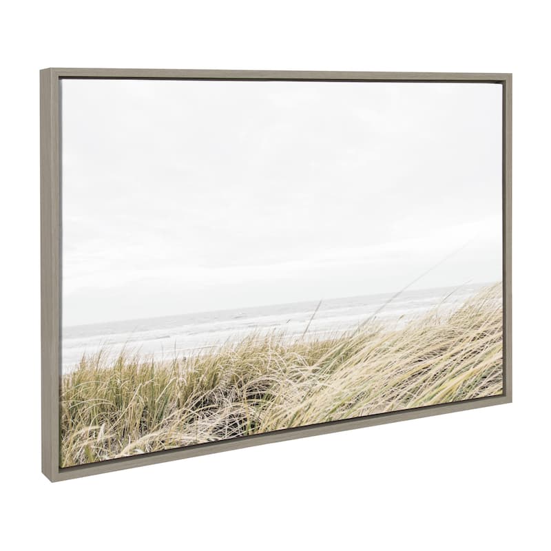 Kate and Laurel Sylvie East Beach Framed Canvas by Amy Peterson - 23x33 - Plastic - Grey