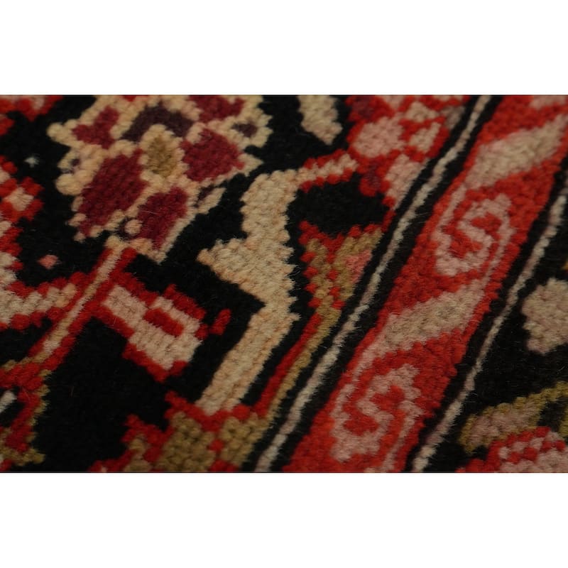 Hand Knotted Oriental 100% Wool Carpet Traditional Floral Black Karabagh Runner Rug - 18' 8'' X 3' 7''