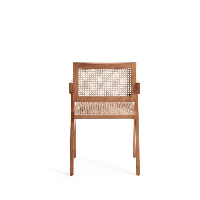 Manhattan Comfort Hamlet Dining Arm Chair in Black and Natural Cane