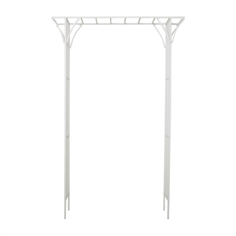 White or Black Metal Contemporary Garden Arbor with Lattice Work Sides