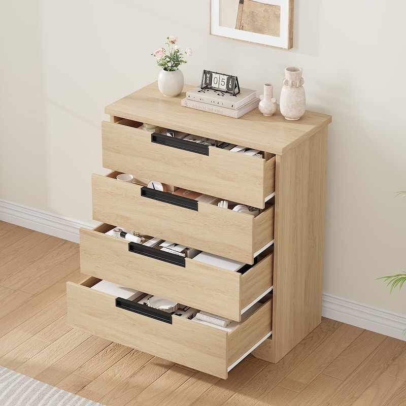 4 Drawer Dresser for Bedroom, Black Chest of Drawers