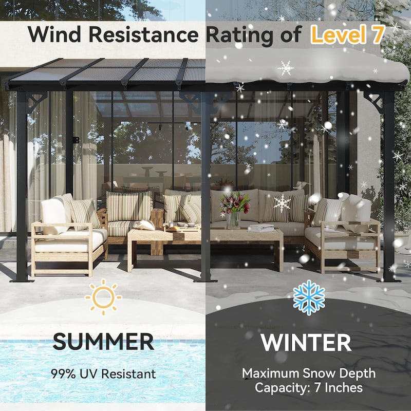 Gazebo for Patio, Gazebo Pergola with Sloped Roof