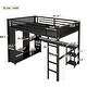 preview thumbnail 3 of 9, Black Full XL Loft Bed with Wardrobe,Kids Bed with Workstation and Storage for Bedroom