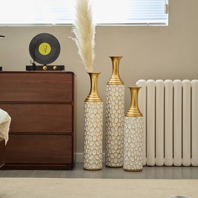 Hand-Woven PVC Rattan Floor Vase